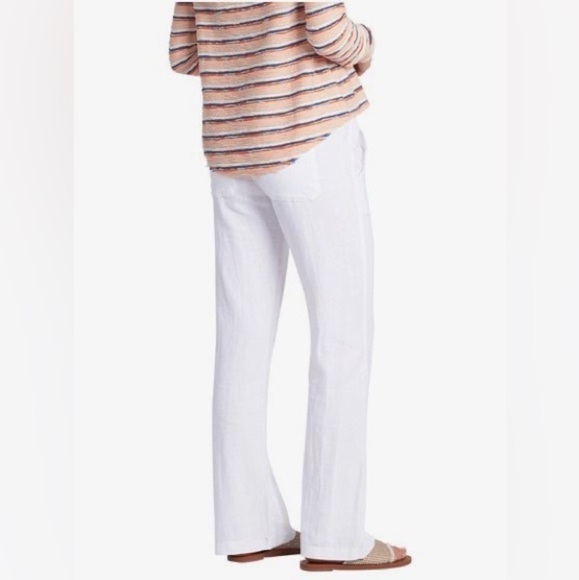 Nwt Roxy Women’s Oceanside Flare Wide Leg Sea Salt Linen Blend Pants XL - Picture 5 of 15